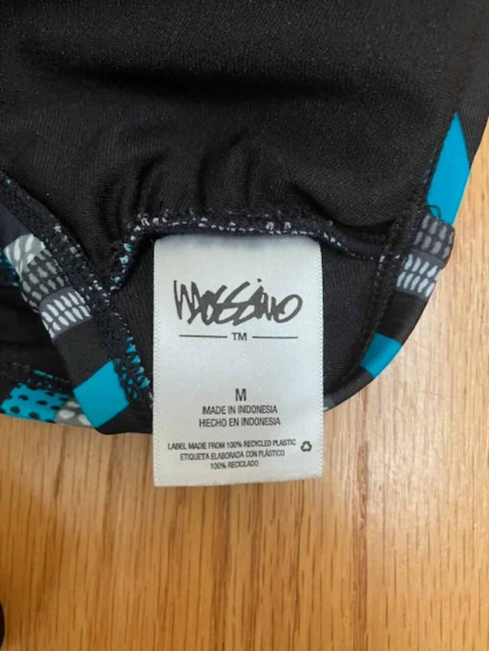 Mossimo Teal, Black white and gray chevron pattern Bikini Top M